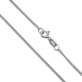 Aka Gioielli® - 925 Sterling Silver Rhodium-Plated Curb Chain 1.3 mm - Women's Necklace Lengths: 35 40 45 50 55 60 65 70 80 cm, Sterling silver