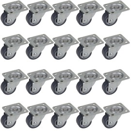 Dörner + Helmer Set of 20 Furniture Castors 30 mm with TPE Wheel and Plate Load Capacity 20 kg / Roll