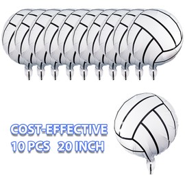EaciTown 10 Pcs Volleyball Balloons 20 Inch Volleyball Pattern Foil Ballon for Volleyball Themed Birthday Party Suppiles Volleyball Game Day Decorations