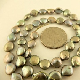 Unbranded 8mm Sage Green Freshwater Coin Pearls, 44 beads