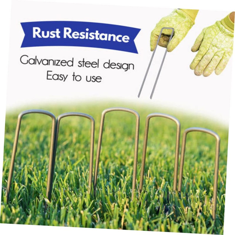 FUNOMOCYA 50pcs u Shape Galvanized Ground Nail for Garden Stakes