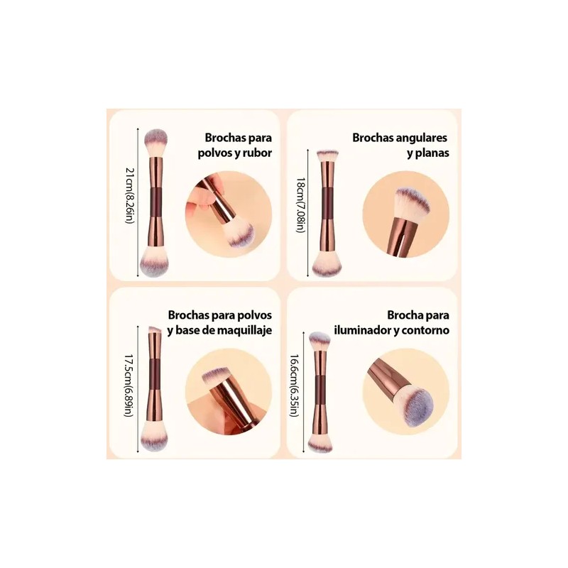 Set 7 Brochas Maquillaje Profesional Alto Nivel Marrón