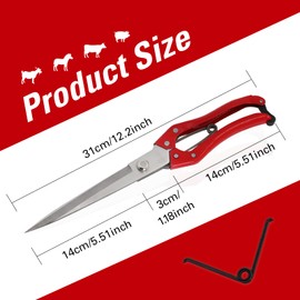 1PCS Multifunctional Stainless Steel Sheep Shears Hand Pruner, Powerful Spring Garden Shears，Wool Shears Manual Cow Wool Scissors Supplies Tool Pet