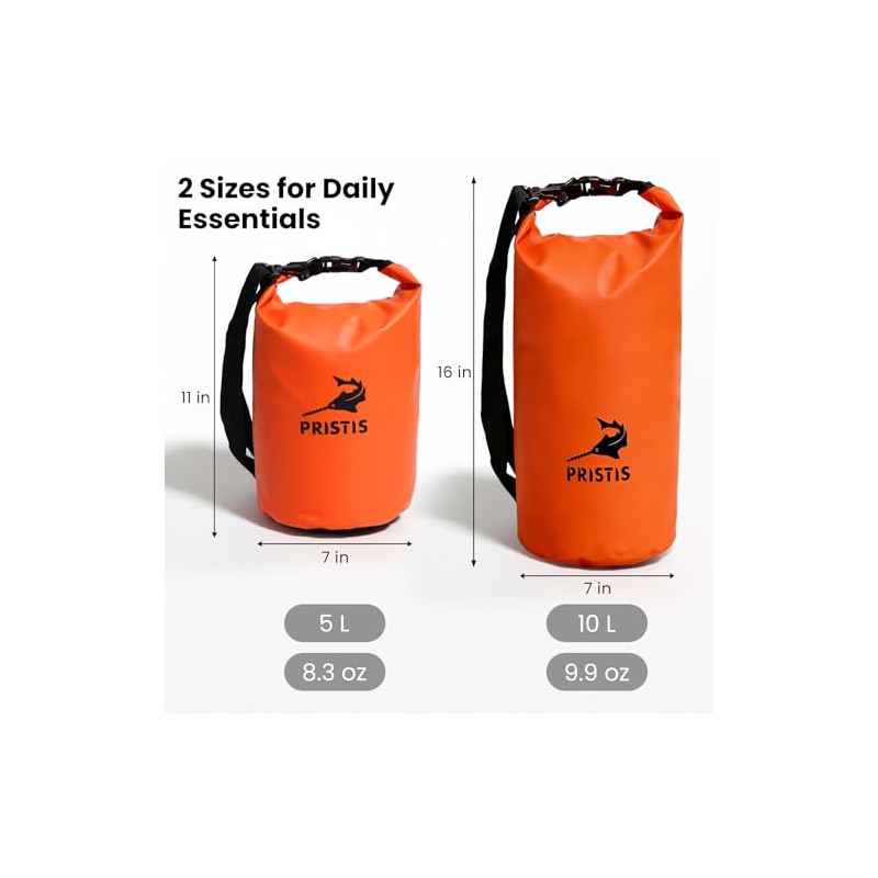 Pristis - Bolsa seca impermeable de 10 litros, ligera, flotante,
