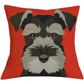 The Beach Stop Decorative Miniature Schnauzer Dog Scatter Cushion Cover | Home Decor Gift Idea | 45x45cm 18x18” | Red