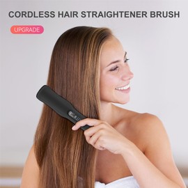 FERNIDA Cordless Hair Straightener Brush, Rechargeable Portable Straightening Brush for Women Travel, Home, Car, Office