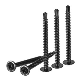 DTGN #8x2 Sheet Metal Screws - 50Pack - for Wood, Furniture - 410 Stainless Steel Phillips Round Head Washer Drill Tail Self Tapping Screws - Black