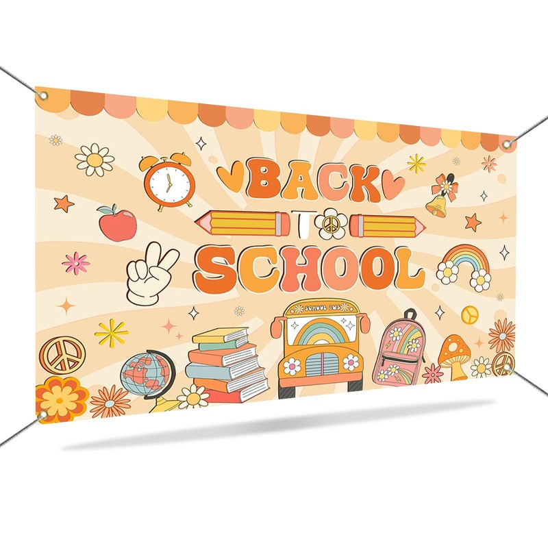 Mocsicka Groovy Back to School Backdrop First Day of School