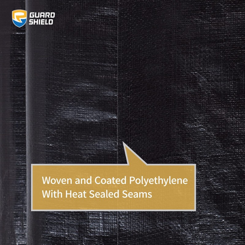 GUARD SHIELD Tarps Heavy Duty Waterproof 12x20 Feet Black Poly