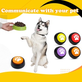 PetnBeyond Dog Talking Buttons - Communication Starter Pack, 4 PCS Dog Training Buttons, 30 Second Record Button for Pet Voice Training, Speaking Buttons for Cats and Dogs, 30s Voice Recordable Pet