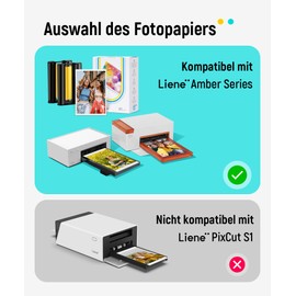 Liene Amber M100/M200/M110/M210 Original Refill Set: 80 Sheets 10 x 15 cm (4 x 6 Inch) Photo Paper + 2 Ribbons, Thermosublimation, Splash & Oxidation Protection. Only for DHP512/DHP513/DHP514/DHP515