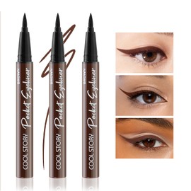 Boobeen 3pcs Waterproof Liquid Eyeliner, Black and Brown Eyeliner Pen, Long-Lasting Eyeliner with Quick-Drying Formula for All-Day Eye Makeup
