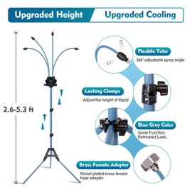 Homasky Standing Misters for Outside Patio, Adjustable Height 5.3 FT Stand Misting System for Cooling Outdoor, Portable Water Mister for Mist Playing, Patio Cooling, Backyard, Porch, Sprinkler (Blue)