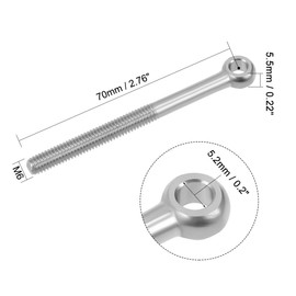 sourcing map M6 x 70mm Machinery Shoulder Swing Lifting Eye Bolt 304 Stainless Steel Metric Thread 5pcs