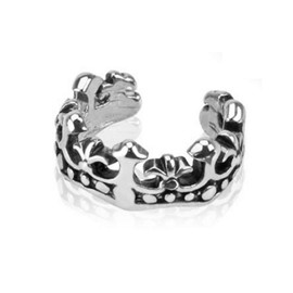 Bungsa Ear Cuff Women's Stud Earrings Fleur de Lis Crown (Silver Conch Fake Piercing Non-Piercing Rhodium Stud Earrings Earrings Ear Cuff Women Men Fashion), Brass, No Gemstone