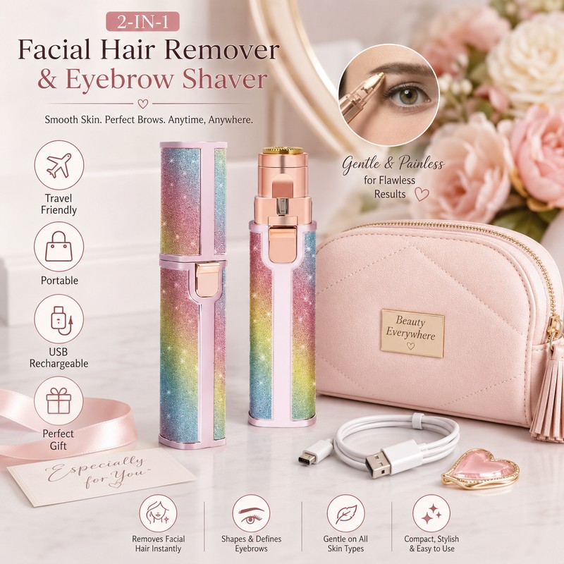 2-in-1 Portable Facial Hair Remover for Women & Men –