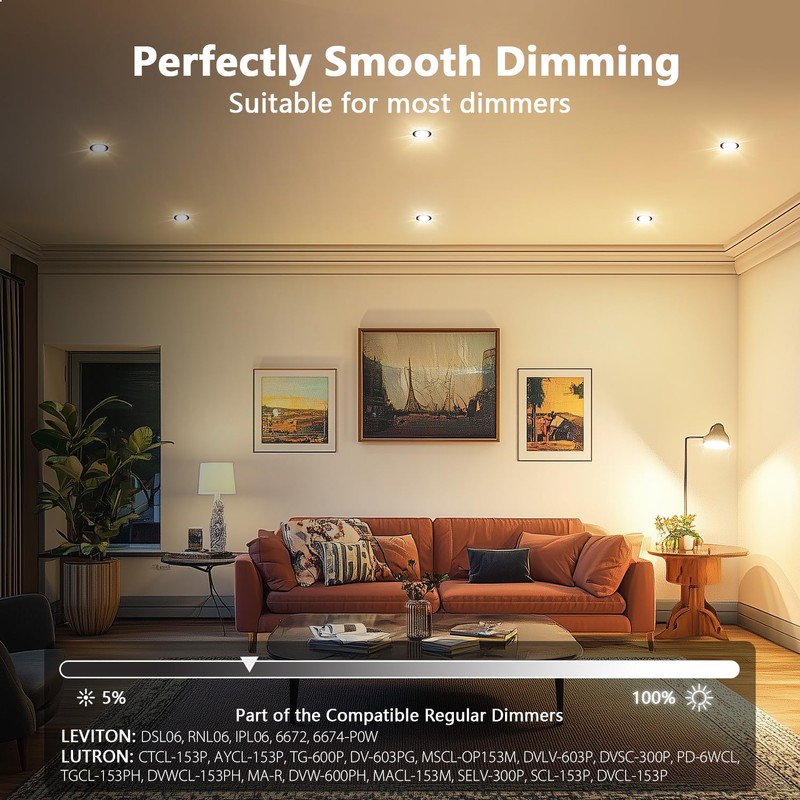 LVWIT 12 Pack 4 Inch LED Recessed Light, 9W 5CCT