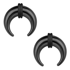 ZS 2Pcs Pincher Tapers Septum Rings, 2G 4G 6G 8G 10G 14G 16G Black Buffalo Horseshoe Stretcher Expander Piercing for Stretching Pierced Nose Ear Gauge (4g,12mm)