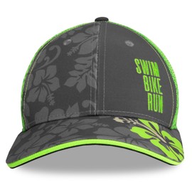 Headsweats Standard Performance Adjustable Trucker Hat for Men and Women, Neon Green/Grey