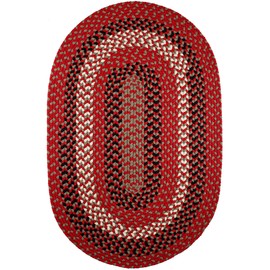 Super Area Rugs Homespun Braided Rug Indoor Outdoor Rug Textured Durable Patio Deck Carpet, Red & Black, 3' X 5' Oval