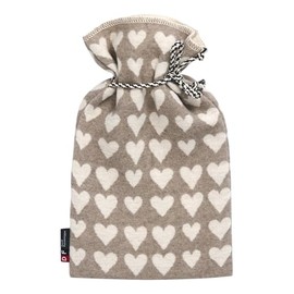 David Fussenegger Hot Water Bottle Hearts 2.0 Litres with Super Soft Flannel Cover Made from Recycled Cotton Sustainably Produced ÖkoTex100 GRS Made in Austria Colour Smoke