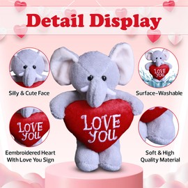 Made By Aliens Animal de peluche de elefante de 8 pulgadas, sorpresa para el día de San Valentín, regalo inspirado en la primavera para niñas y niños, cumpleaños, día de San Valentín, día de Pascua (animal de peluche de elefante)