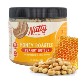 Nutty Novelties Honey Roasted Peanut Butter - High Protein, Low Sugar Healthy Peanut Butter - All-Natural Peanuts Free of Cholesterol & Preservatives - 15 Ounces