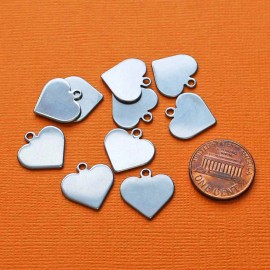 Unbranded 5 Heart Stainless Steel Charms 15mm x 15mm Stamping Tags - MT310