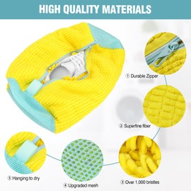 Shoe Washing Machine Bag, 1 Pack Laundry Shoe Bags for Washer and Dryer, Durable Zipper with Hook Design,Dry Net Bag Included, Reusable Shoe Washing Bag for Sneaker, Yellow 1PCS