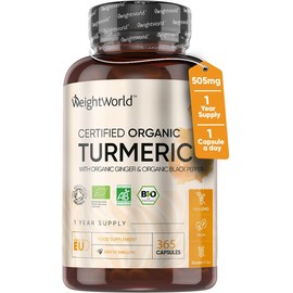 Turmeric & Black Pepper Capsules | 365 High-Strength Capsules (1 Year Supply) | Vegan Curcumin with Organic Ginger | Daily Turmeric Supplement (Not Tablets)