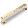 Amerdeco 10 Pack Brushed Brass Cabinet Pulls 5 Inch(128MM) Hole