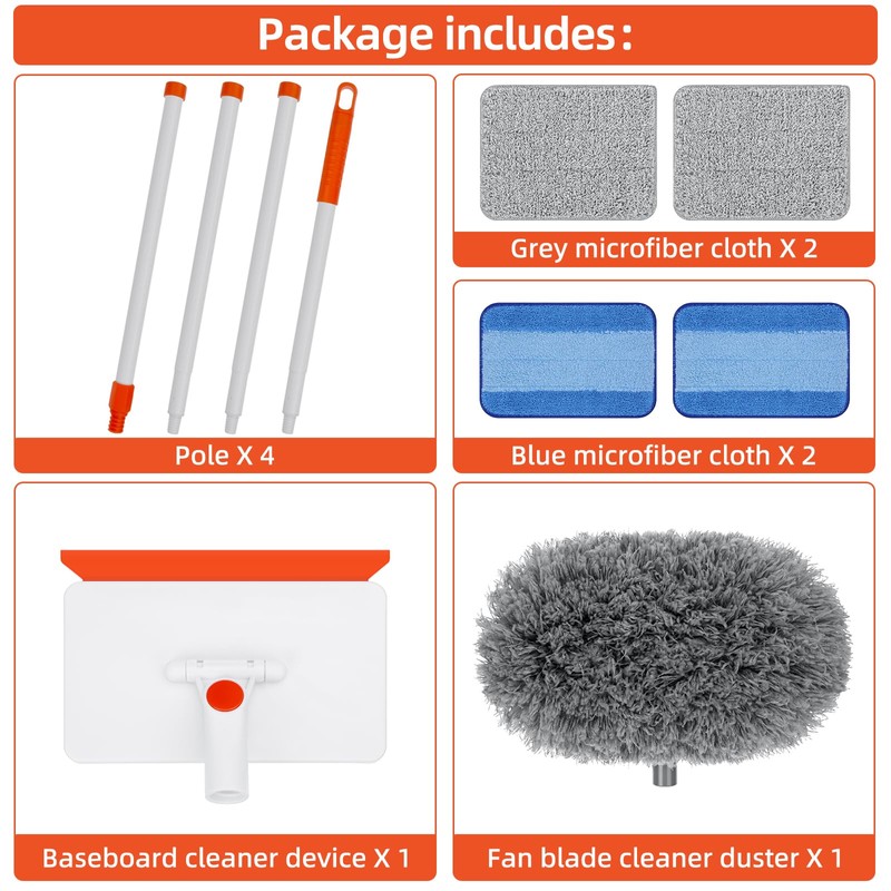 Qaestfy Ceiling Fan Cleaner Duster & Baseboard Cleaner Tool with