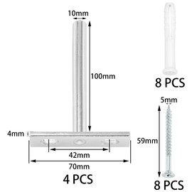 4 Pieces Heavy-Duty Floating Shelf Brackets with Mounting Screws,Solid Steel Hidden Shelf Supports (Silver, 4 inch)
