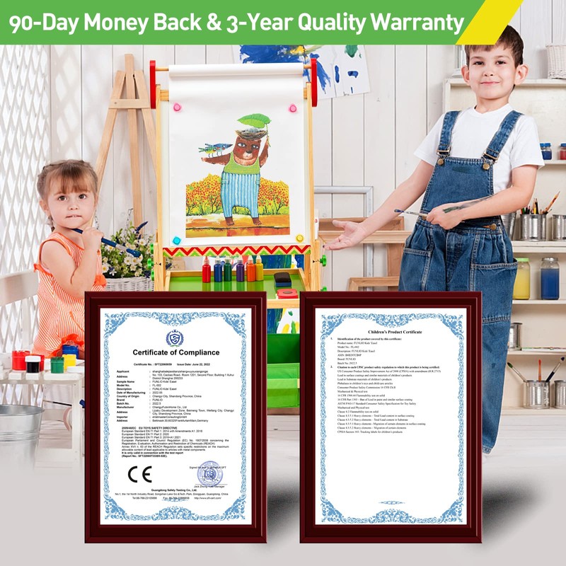 FUNLIO Anti-Warping Kids Art Easel, 3 Height Adjustable for Kids