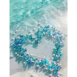 HEIBAGO 5D Diamond Painting Schmetterling, Meer Full Drill Diamant Painting Sets Für Erwachsene Anfänger, DIY Cross Embroidery Diamant Kunst Tier Diamond Art Bilder Für Home Wand Dekor 30 * 40cm