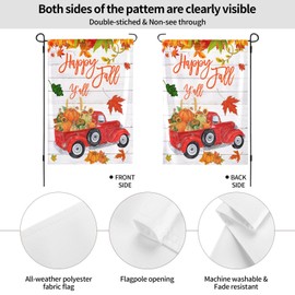 Happy Fall Y'All Garden Flag 12x18 Inch Outdoor Autumn Pumpkin Breeze Flag Double Sided Garden House Home Decor Holiday Yard Sign