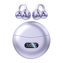 Piluyaa Clip-on Earbuds,Open Ear Earbuds Wireless Bluetooth 5.4, Lightweight Open Ear Headphones with C-Shaped Bridge,Slim Hook,60H Battery,Waterproof,for Glasses Wearers and Workouts (Purple)