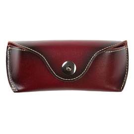 ZLYC Unisex Semi Hard Genuine Leather Eyeglass Case With Belt Loop for Prescription Eyeglasses & Standard Sized Sunglasses (Dark Red)