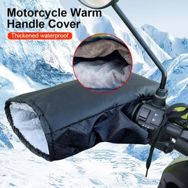MIOLOE Motorcycle Handlebar Gloves, Universal PU Gloves with Thick Plush Lining, Reflective Handlebar Covers, Winter Warm Accessories for Motorcycle, Bicycle, Scooter, Snowmobile (Black + Silver)