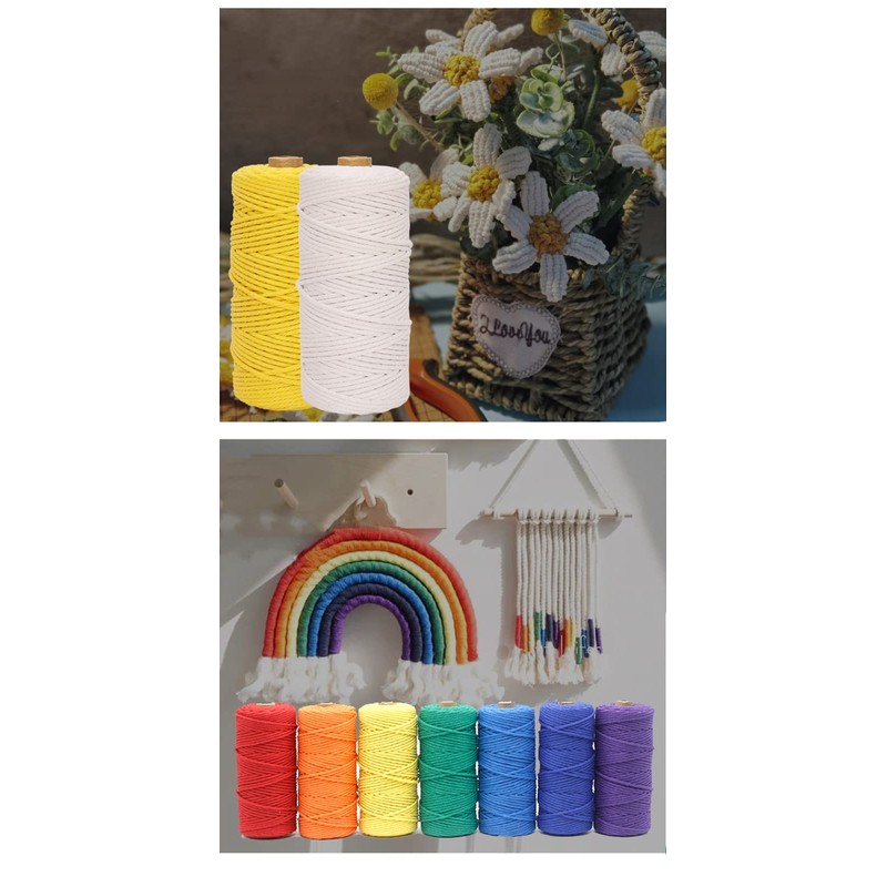 Binwat 5mm x100m Macrame Cord Thick Natural Cotton Cord DIY