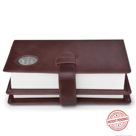 Double AA Big Book Cover & 12 Steps & 12 Traditions | Medallion Holder | by Galileo | Perfect Gift | Alcoholics Anonymous (Plain/Coin Pocket/Brown)