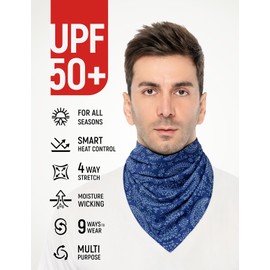 GOT Sports UPF 50+ Cooling Bandana for Men & Women - Thermoregulation, Moisture-Wicking, Sun Protection Bandana Neck Wraps (Navy Paisley)
