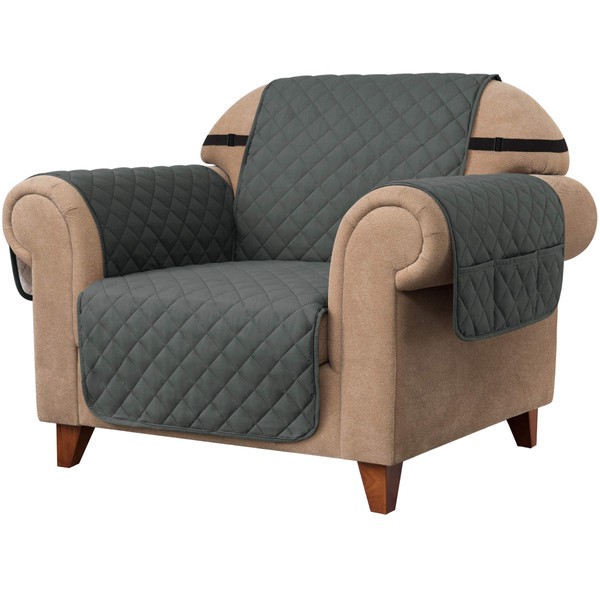 Ouka Reversible Slipcover, Quilted Sofa Cover with Elastic Strap, Soft