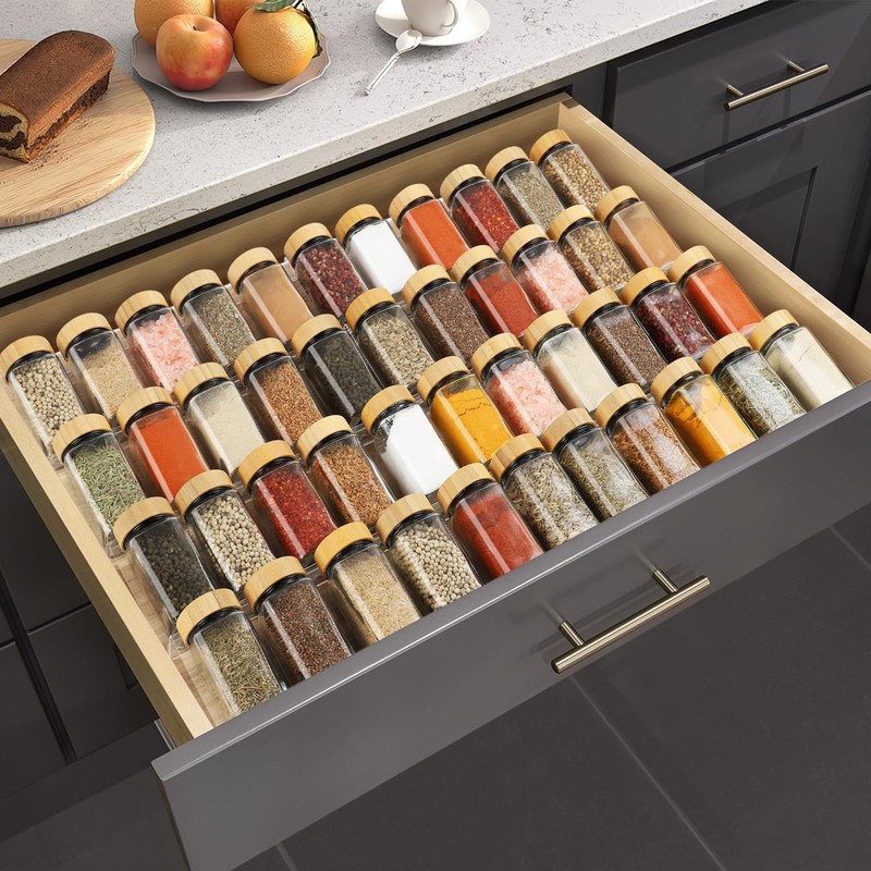 Suneerplay Spice Drawer Organizer 8 Tier, Acrylic Seasoning Organizer Rack,