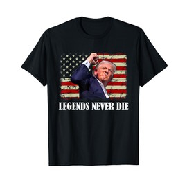 Trump Shot Legends Never Die 2024 US Flag Vintage T-Shirt