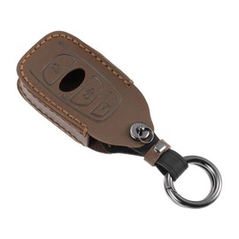 MACHSWON 4 Button Car Remote Key Fob Case Cover Full Protector Brown Faux Leather with Key Chain for Subaru Forester Impreza Outback Legacy WRX STI WRX XV