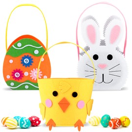 Yanghad Felt Easter Basket, Pack of 3 Easter Baskets with Handle for Children, Felt Baskets for Easter, Easter Nest for Filling, Easter Gift Bag for Easter Egg Hunt