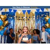 Parxara 4-Pack Blue Gold Foil Fringe Curtain,Party Decoration Streamer