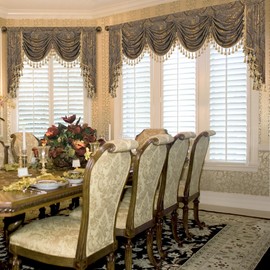 Loom and Mill Luxury Jacquard Waterfall Valance for Living Room, Classic Antique Swag Window Valances with Tassels, Bronze Gold Swag Curtains for Bedroom Banquet Holiday Decoration(W110Inch,1 Panel)