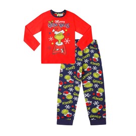 The Grinch Merry Grinchmas Matching Red Family Christmas Long Pyjamas (5-6 Years)